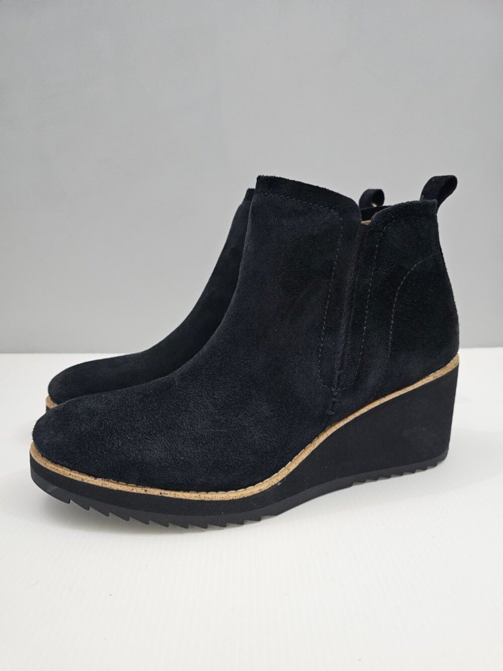 Sofft Emeree Ankle Bootie Womens 11 Black Suede Waterproof Wedge Chelsea